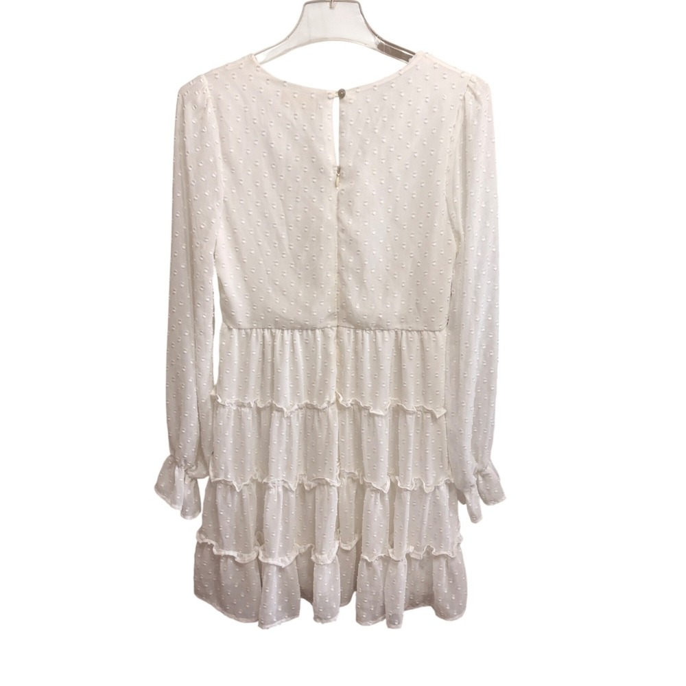 Altar'd State White Swiss Dot Size L  Dress Ruffled Tiered Mini V-Neck Fairycore - Picture 4 of 16